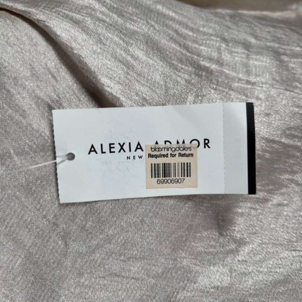 NWT ALEXIA ADMOR NEW YORK USA Made 🇺🇸‎ Champagne Bow Halter Neck Mini Dress S - Picture 15 of 16